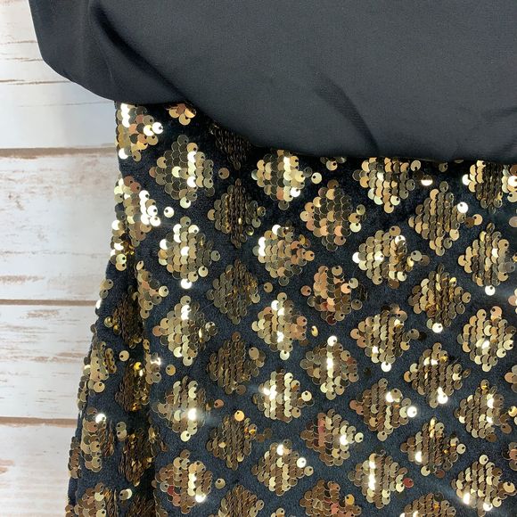 Black & Gold Sleeveless Sequin dress, s - Picture 2 of 7